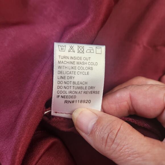 Lucy Paris Wine Burgundy Fit Flare Dress Pockets Large - Picture 11 of 13